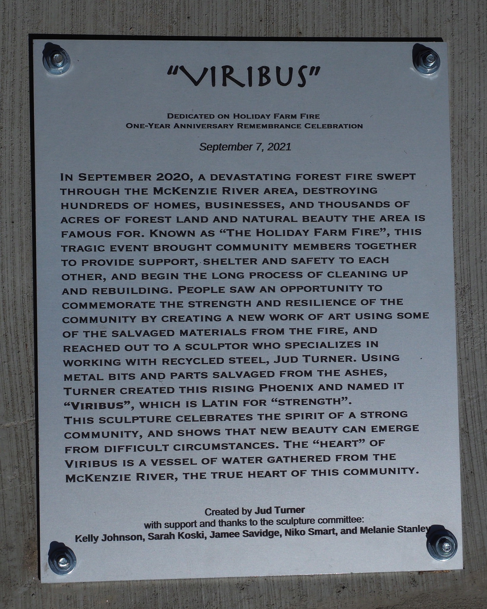 "Viribus" plaque